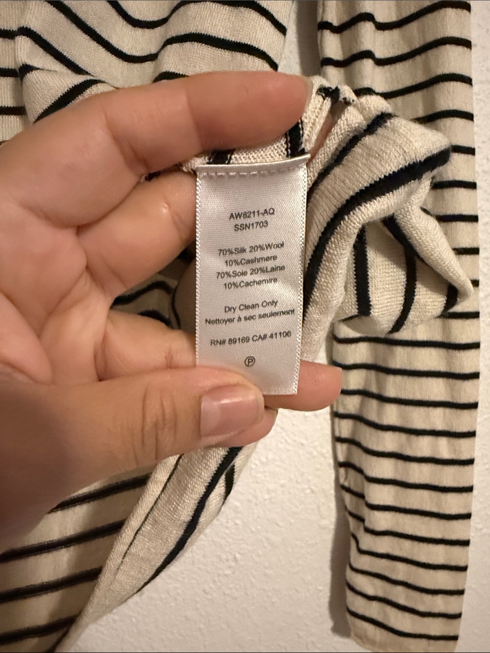 ATM Striped Lightweight Silk/Wool/ Cashmere Sweater - Picture 3 of 5